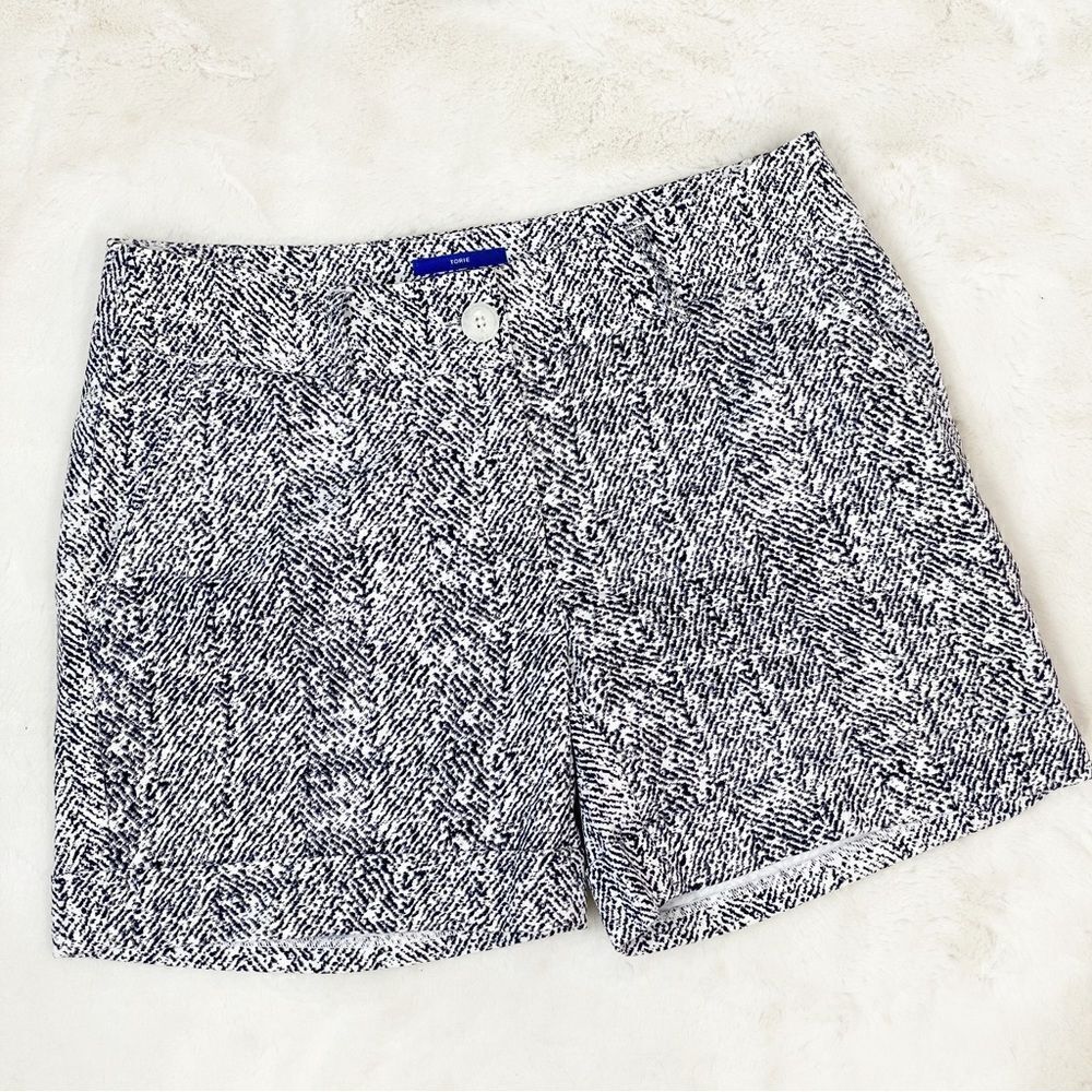 Apt. 9 Torie‎ Printed Mid Rise Cuffed Hem Chino Shorts Black White 4